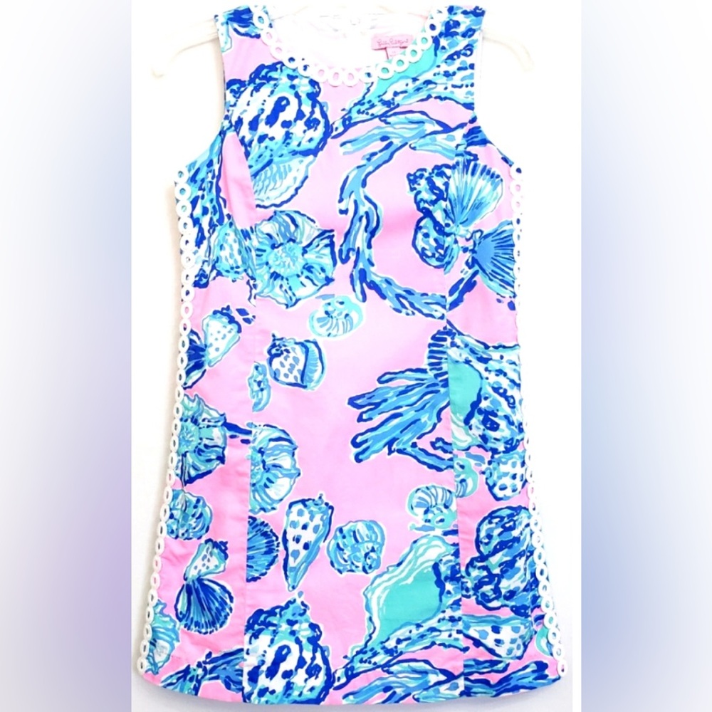 Girls Pink and Blue Sleeveless Lilly Pulitzer Seashell Dress